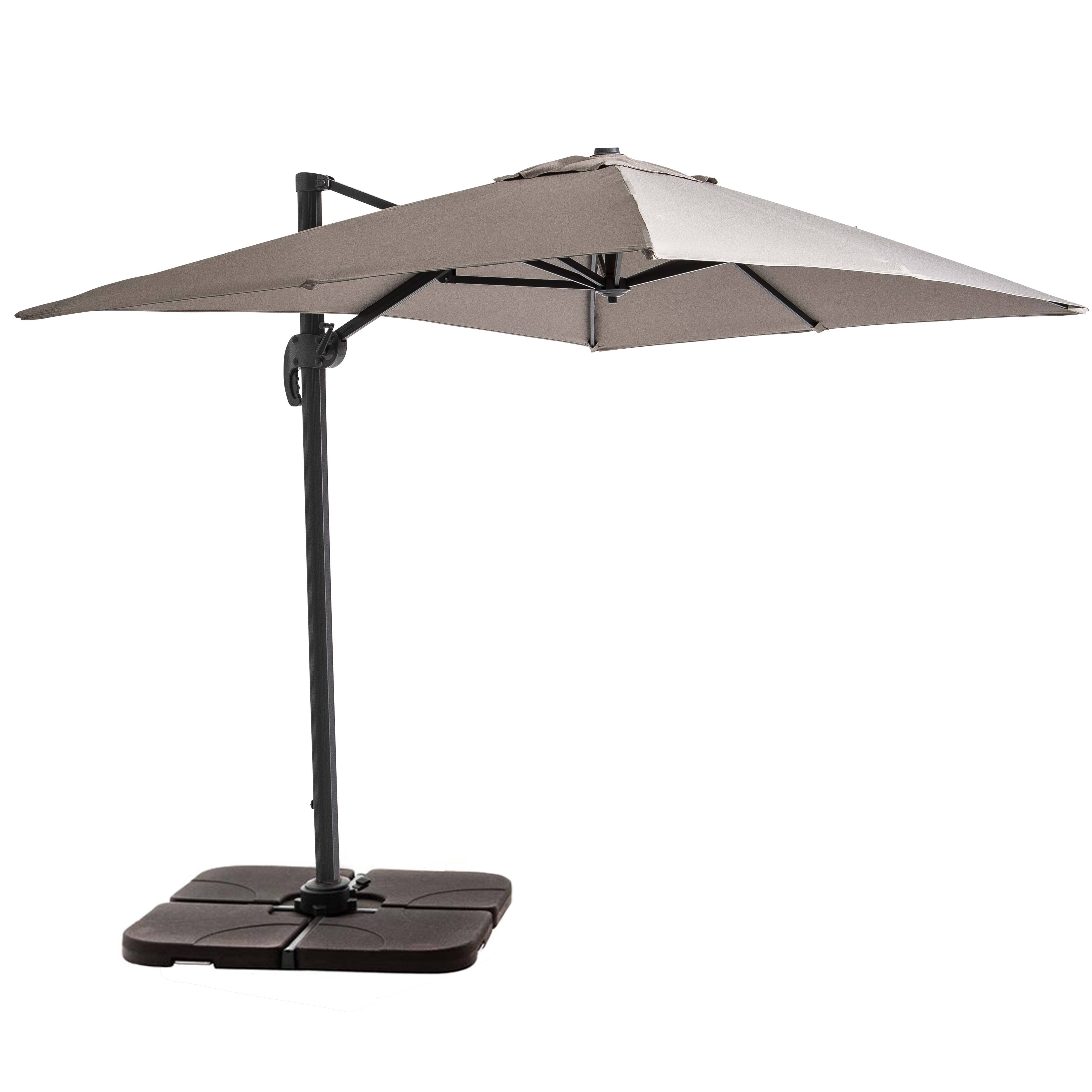 Oviala - Parasol déporté 2x3 m et 4 dalles à remplir aluminium taupe Amalya - Oviala - Imagen 1
