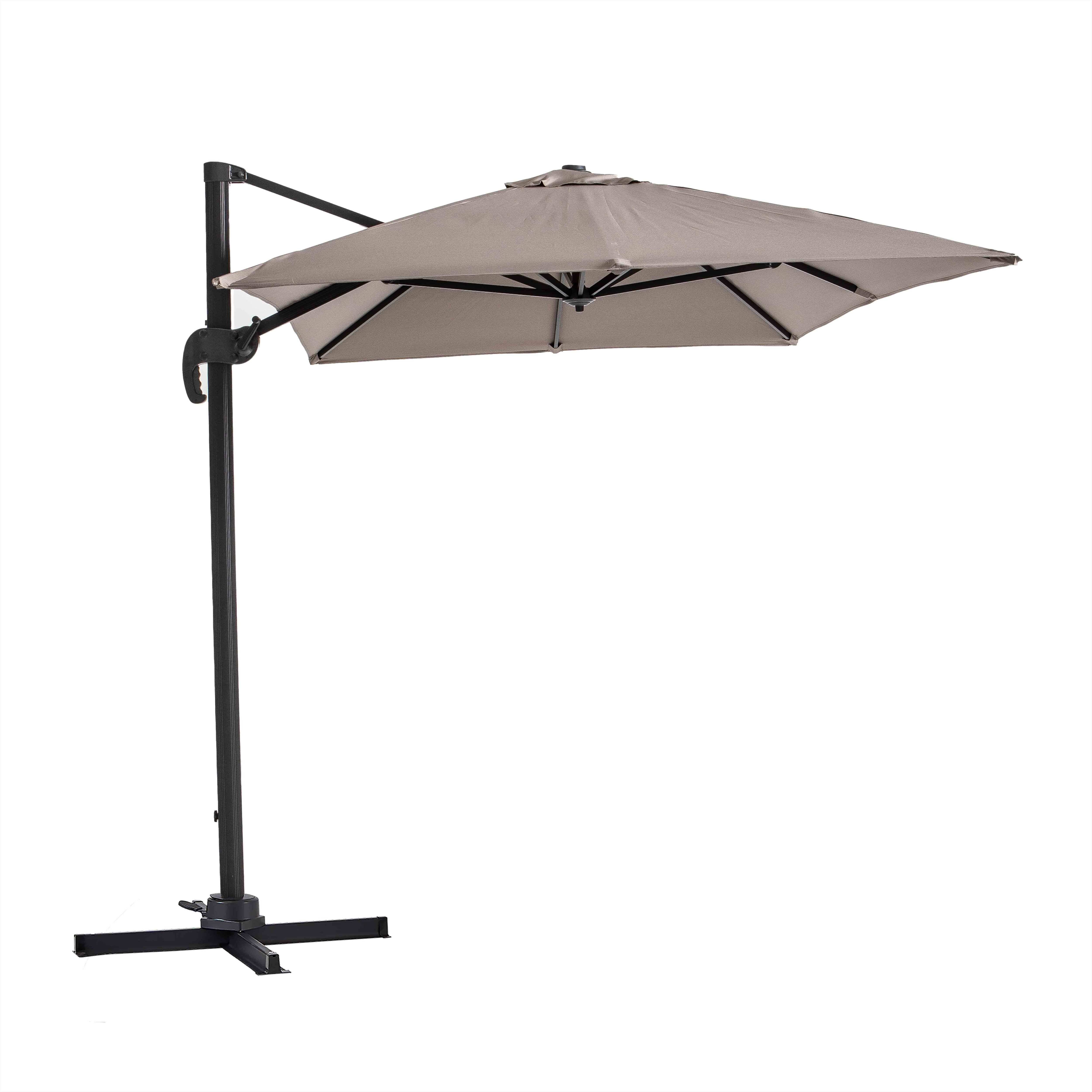 Oviala - Parasol déporté 2x3 m et 4 dalles à remplir aluminium taupe Amalya - Oviala - Imagen 4