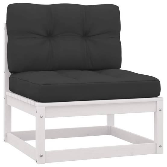 Helloshop26 - Salon de jardin meuble d'extérieur ensemble de mobilier 6 pièces avec coussins bois de pin massif blanc - Imagen 3