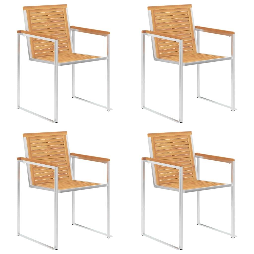 Chaises jardin bois teck inox 60 x 56 x 85 cm - PANGIVO - Image 1