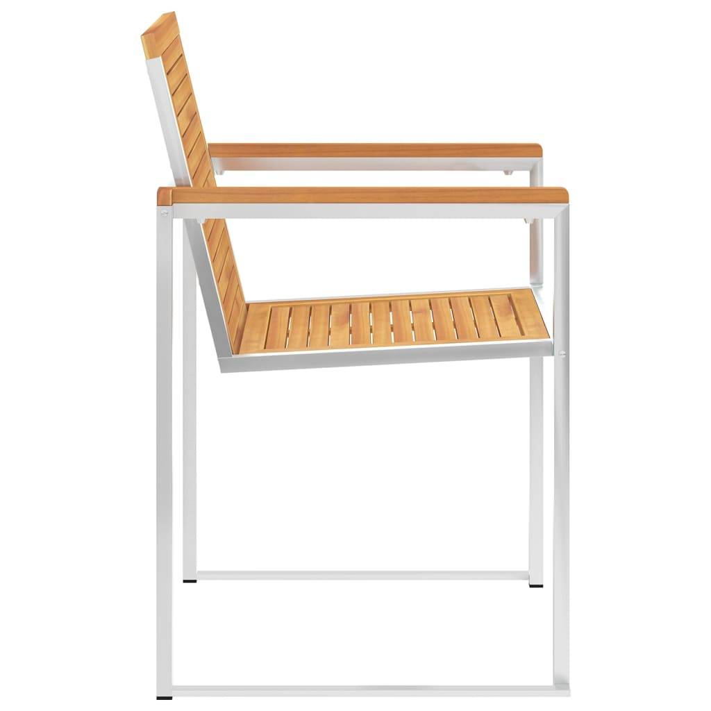Chaises jardin bois teck inox 60 x 56 x 85 cm - PANGIVO - Image 4