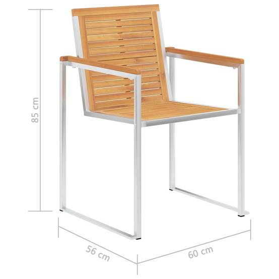 Chaises jardin bois teck inox 60 x 56 x 85 cm - PANGIVO - Image 5