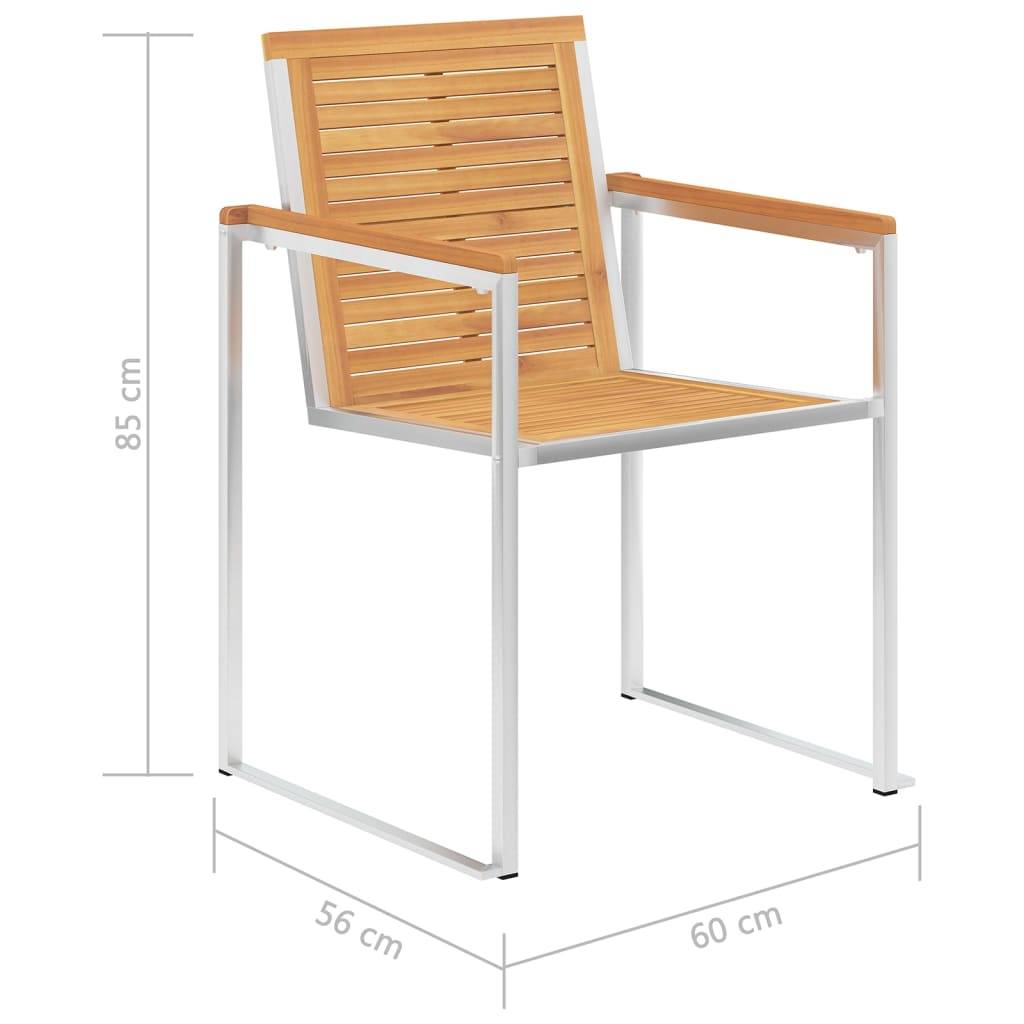 Chaises jardin bois teck inox 60 x 56 x 85 cm - PANGIVO - Image 5