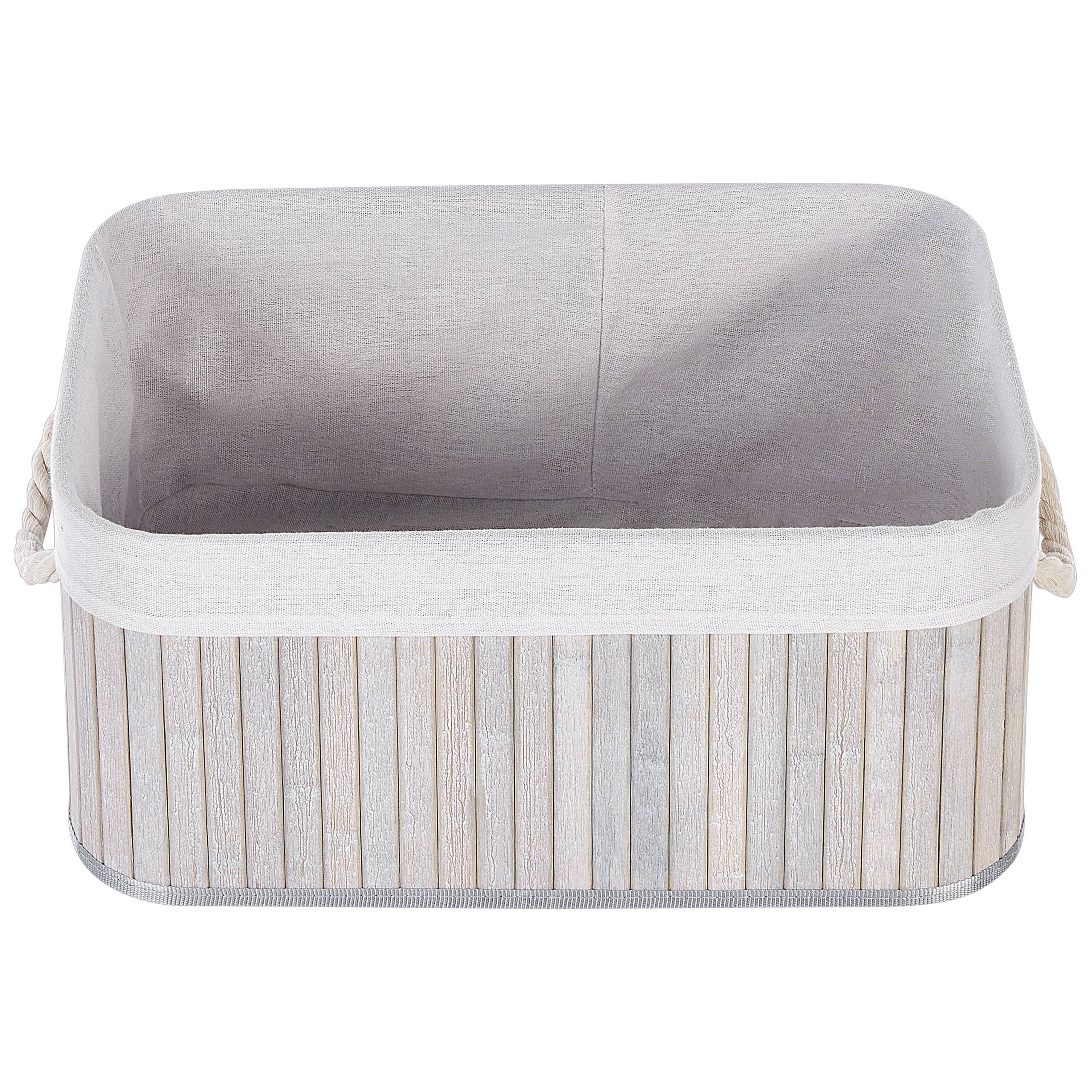 Paniers Gris en Bambou Coton et Viscose Bacs Rangement à Linge Rectangle à Anses Pratiques pour Salle de Bains Lot de 5 - Imagen 9