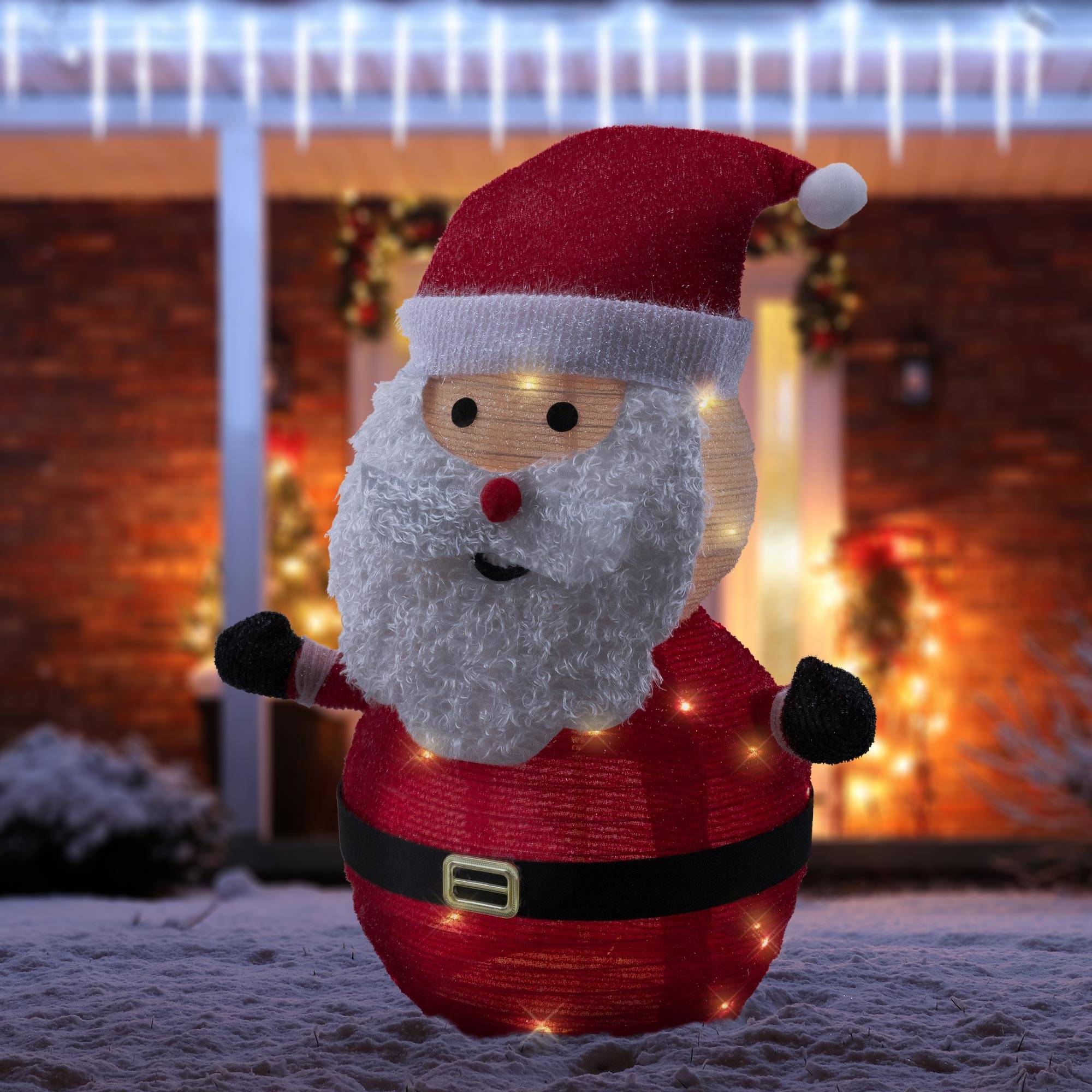 Ecd-Germany - Père Noël LED décoration avec bonnet barbe et gants 68cm figurine d'hiver jardin - Imagen 8
