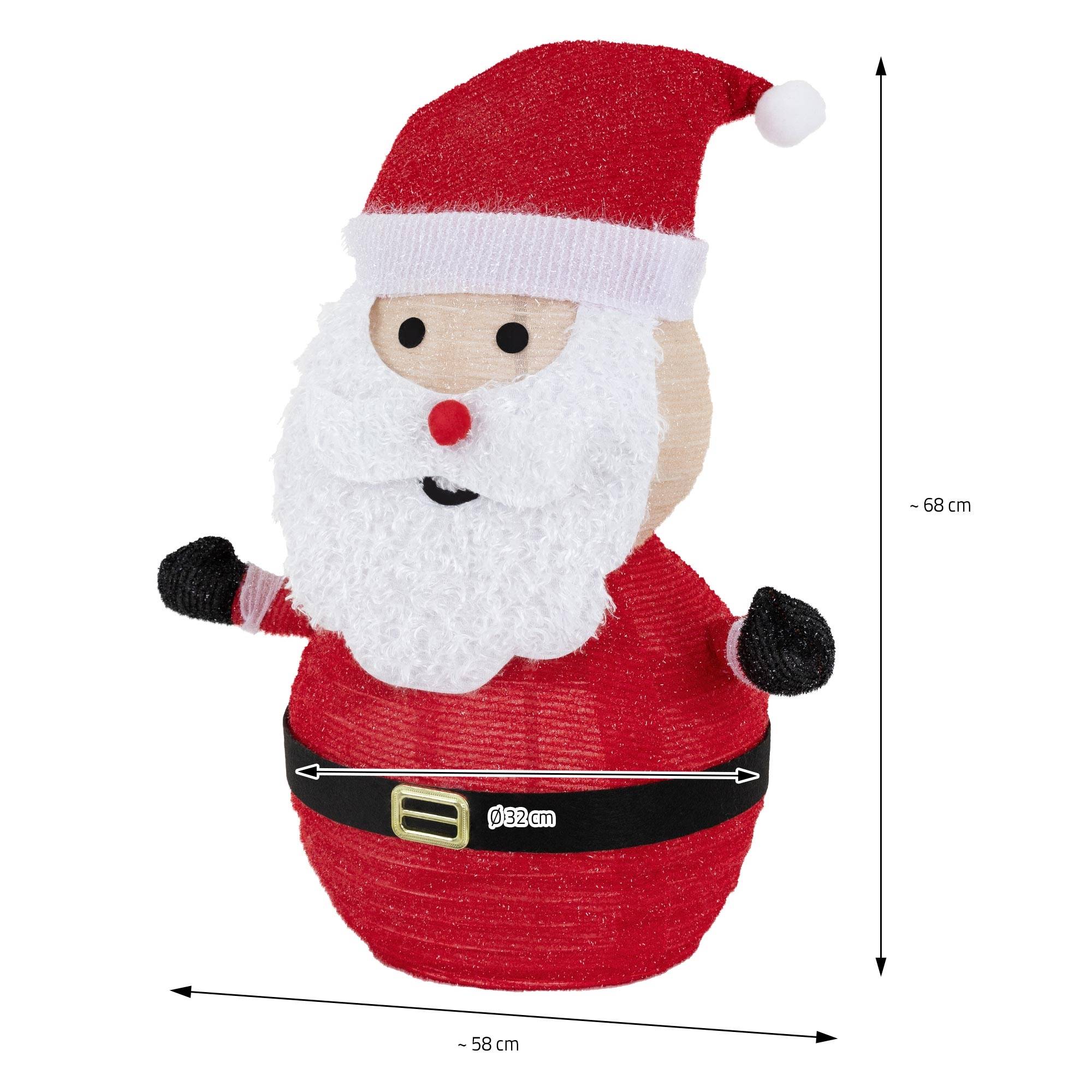 Ecd-Germany - Père Noël LED décoration avec bonnet barbe et gants 68cm figurine d'hiver jardin - Imagen 7