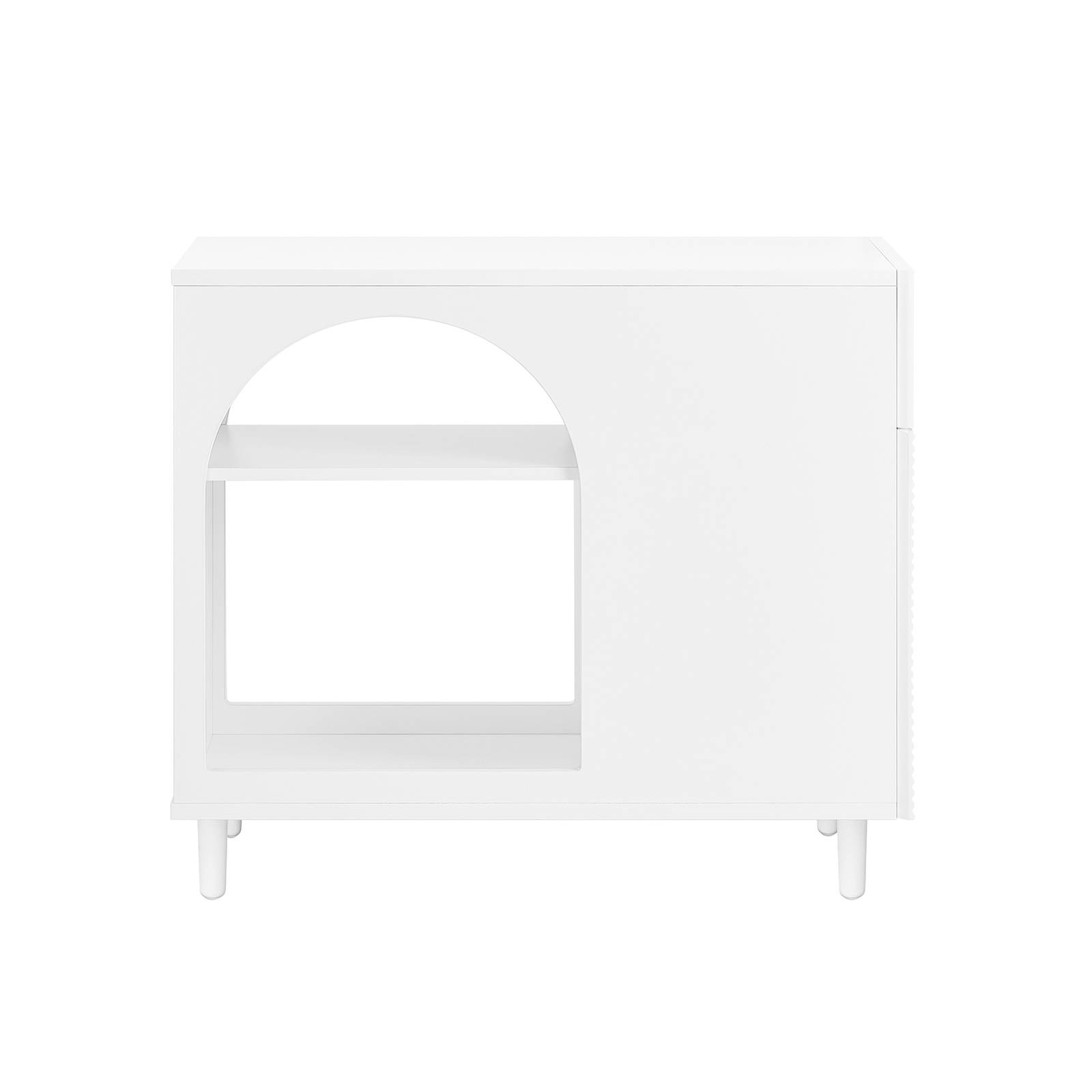 Table d'appoint et bout de canapé avec tiroir et porte, rangement pour salon et bureau, blanc, 70 x 35 x 60 cm, FBT135-W - Image 1