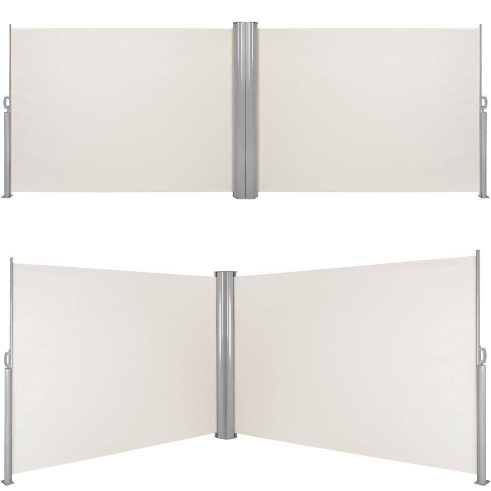 Helloshop26 - Auvent store latéral brise-vue paravent rétractable double beige 180 x 600 cm - Imagen 4