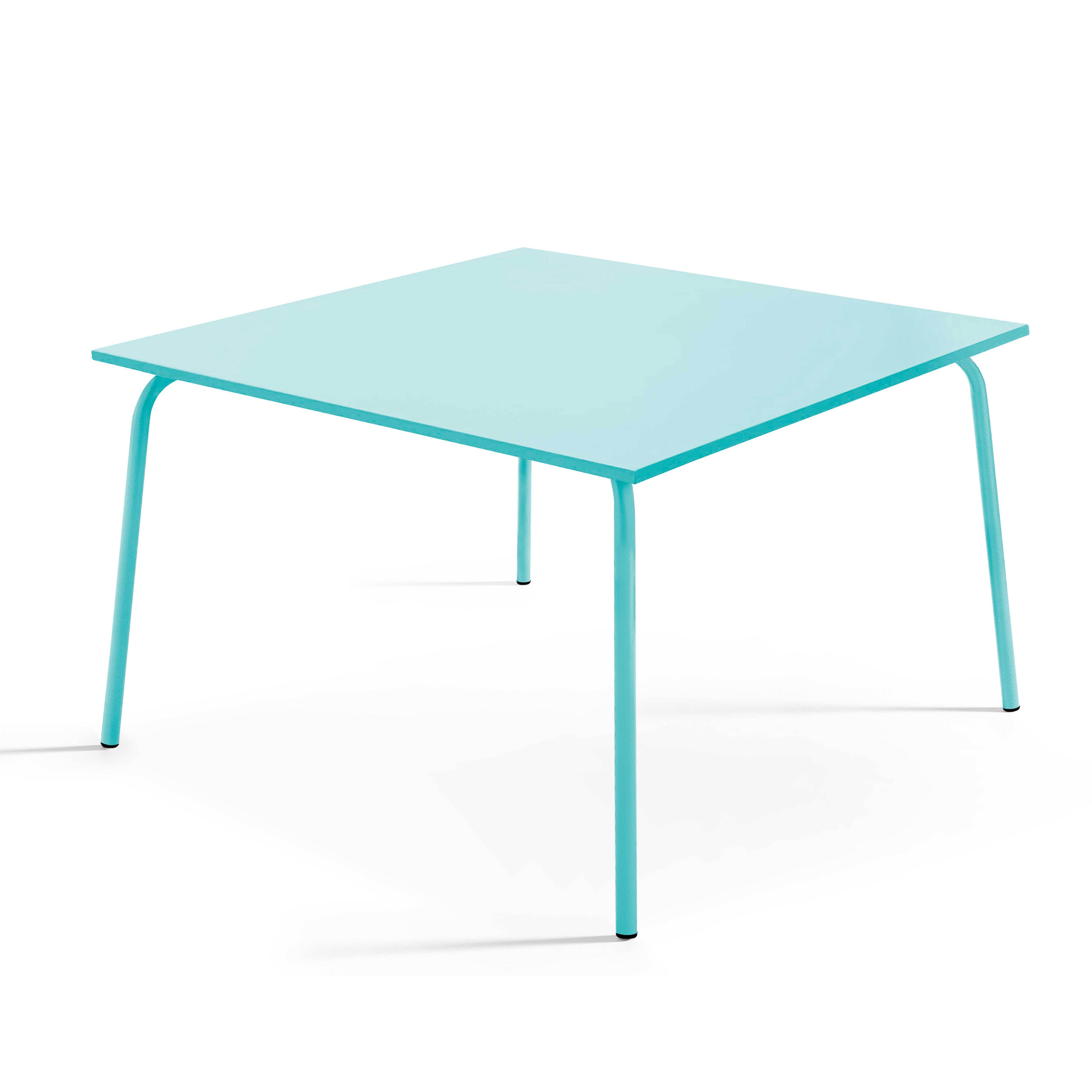 Oviala - Table de jardin carrée en acier 8 places 120 cm turquoise Palavas - Oviala - Imagen 1