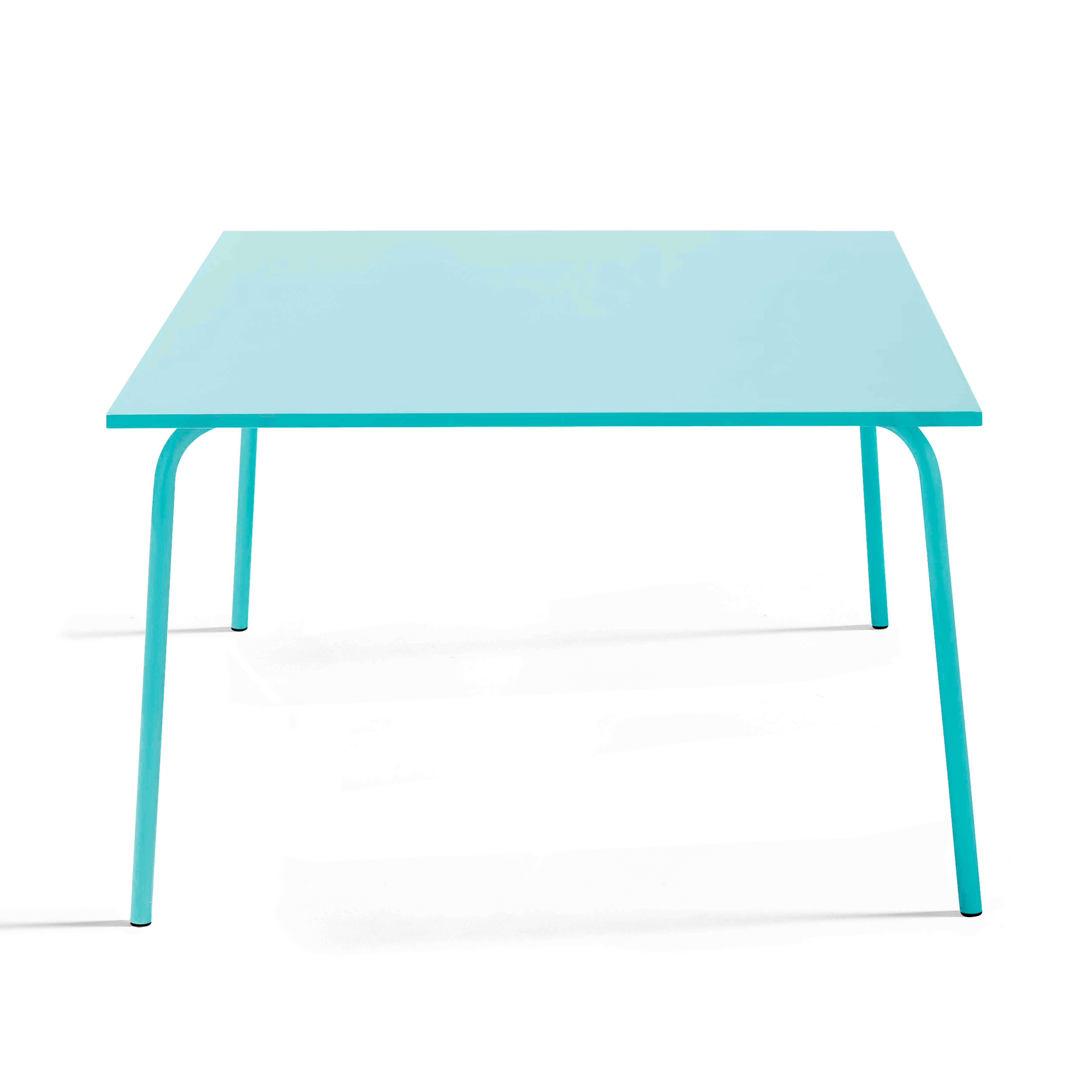 Oviala - Table de jardin carrée en acier 8 places 120 cm turquoise Palavas - Oviala - Imagen 5