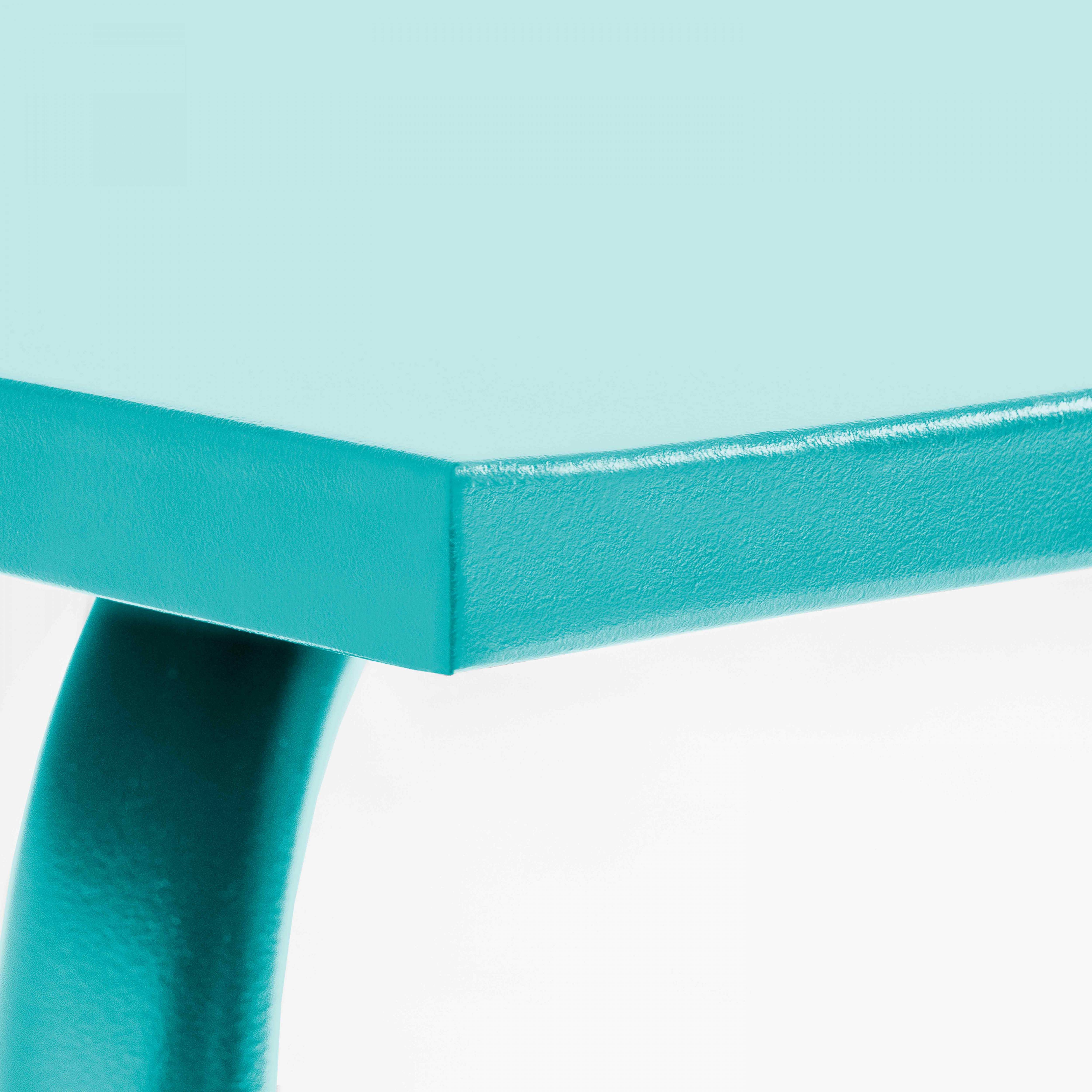 Oviala - Table de jardin carrée en acier 8 places 120 cm turquoise Palavas - Oviala - Imagen 6