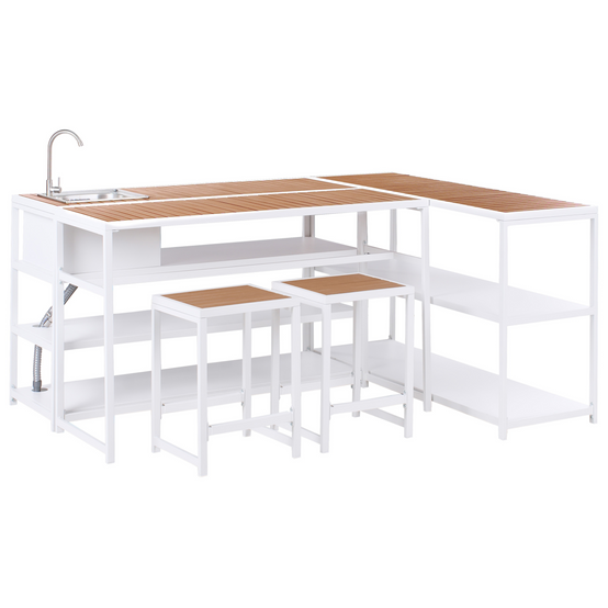 Beliani - Cuisine de jardin Acier Marron/blanc AVETRANA - 150x50x116- Beliani - Image 6