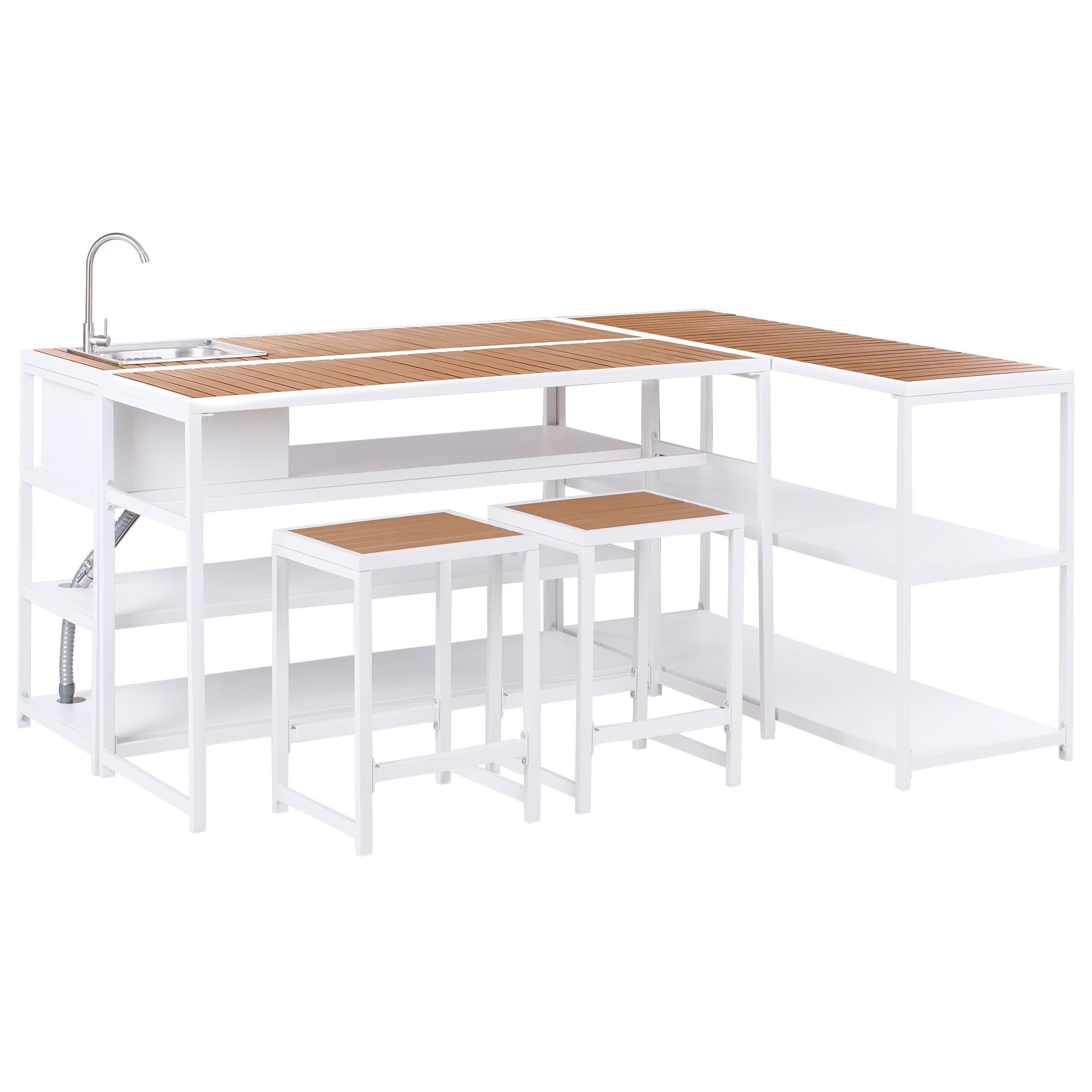 Beliani - Cuisine de jardin Acier Marron/blanc AVETRANA - 150x50x116- Beliani - Image 6