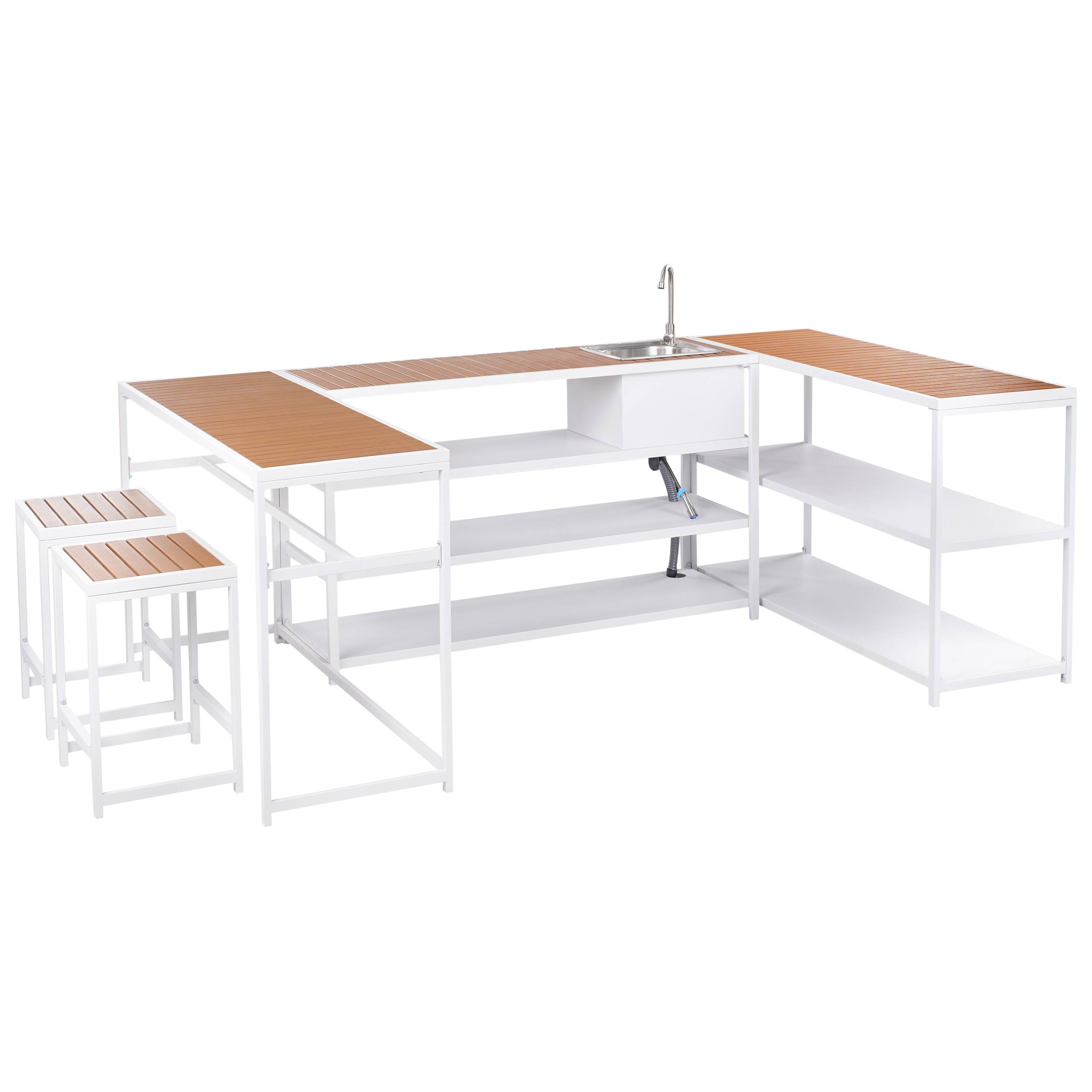 Beliani - Cuisine de jardin Acier Marron/blanc AVETRANA - 150x50x116- Beliani - Image 2