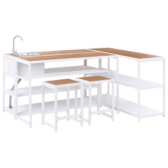 Beliani - Cuisine de jardin Acier Marron/blanc AVETRANA - 150x50x116- Beliani - Image 4