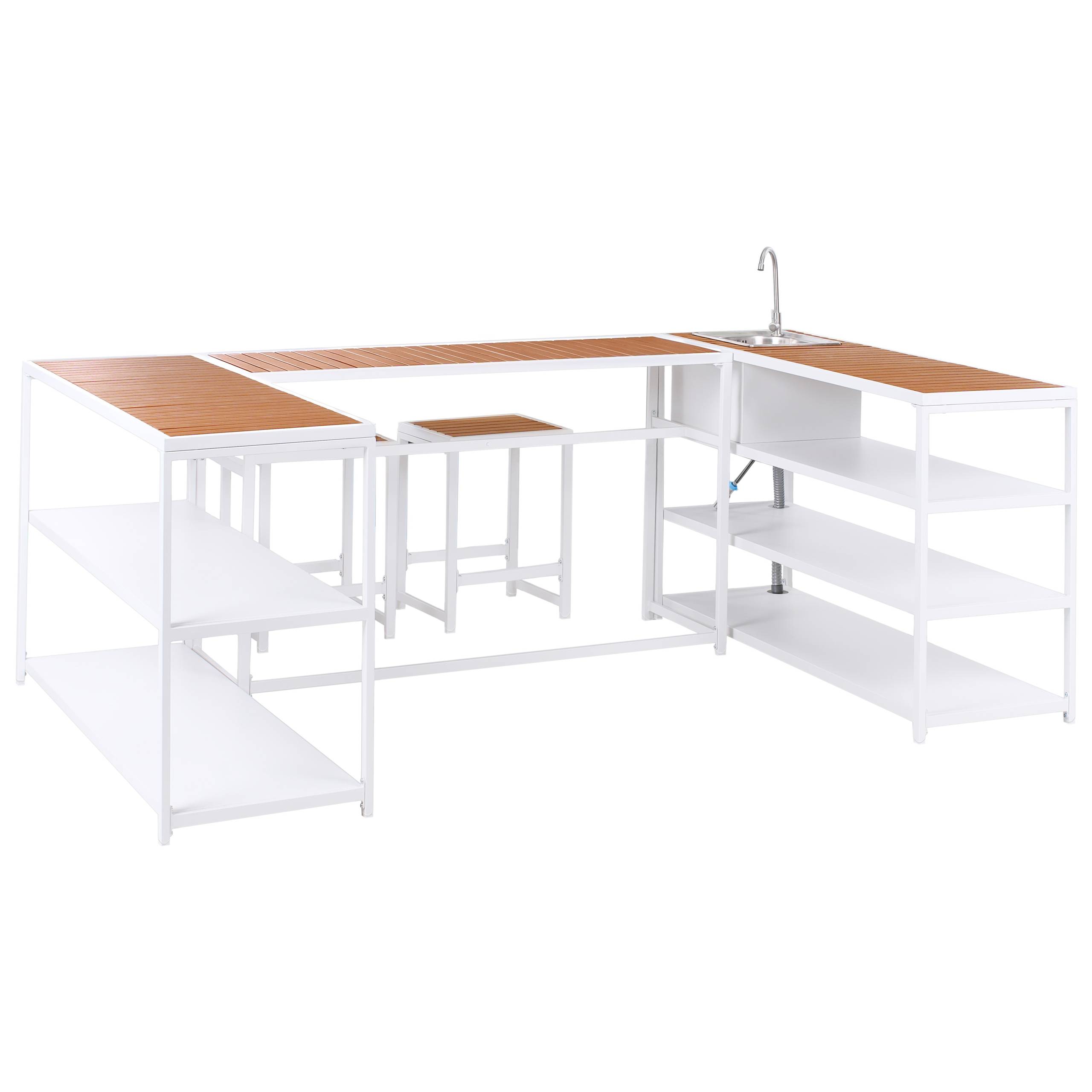 Beliani - Cuisine de jardin Acier Marron/blanc AVETRANA - 150x50x116- Beliani - Image 5