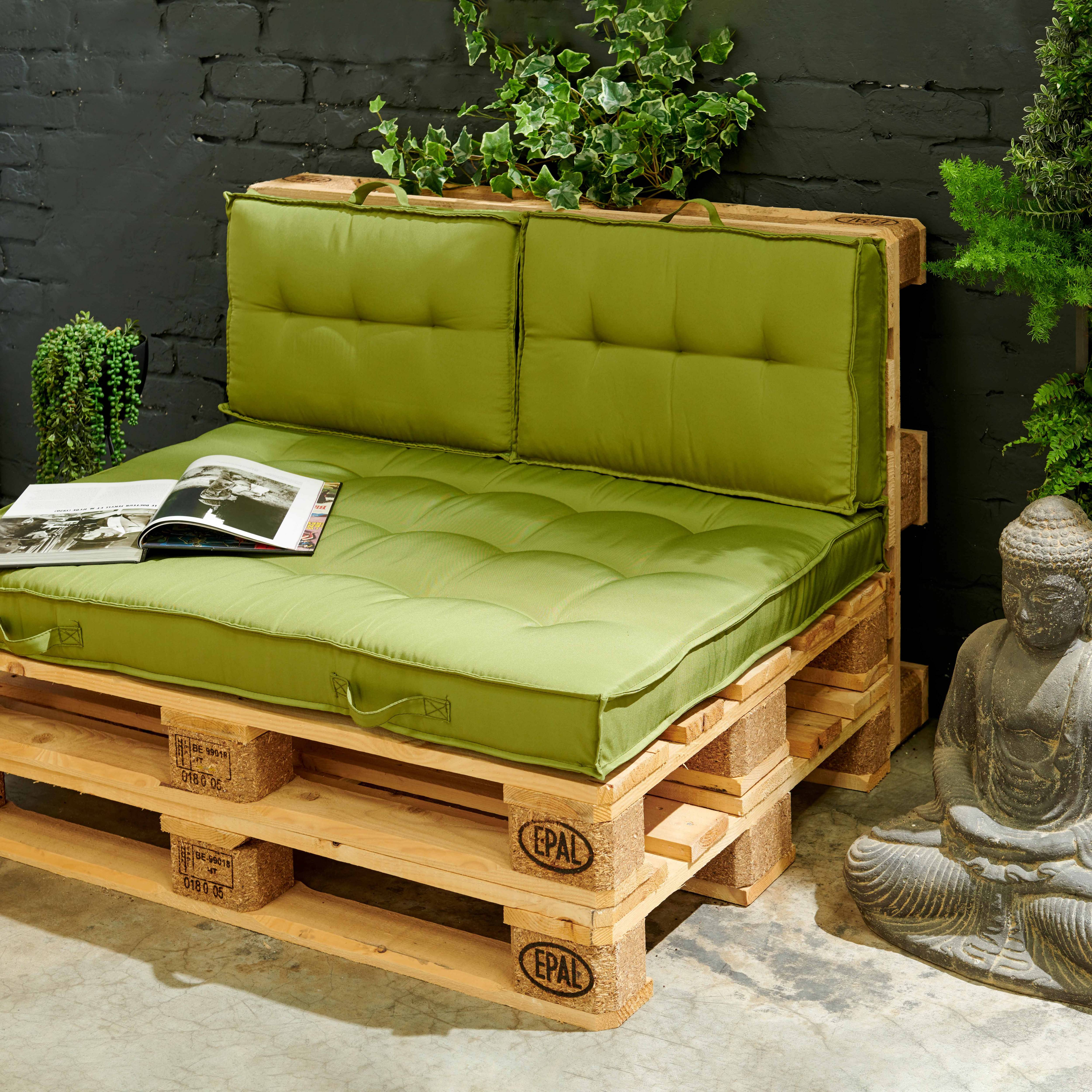 Oviala - Coussin d'extérieur matelassé vert 60 x 40cm Cuzco - Oviala - Imagen 5