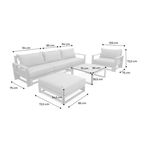 sweeek - Salon de jardin en bois 5 places - kaki. canapé. fauteuils et table basse en acacia. 6 éléments modulables. 273 x 75 x 72.5cm | sweeek - Image 4