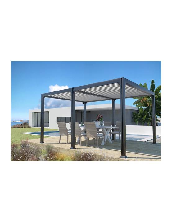 Couleurs du monde - Pergola bioclimatique autoportée - Newport 3×4 m lames orientables aluminium anthracite – Couleurs du Monde - Imagen 2