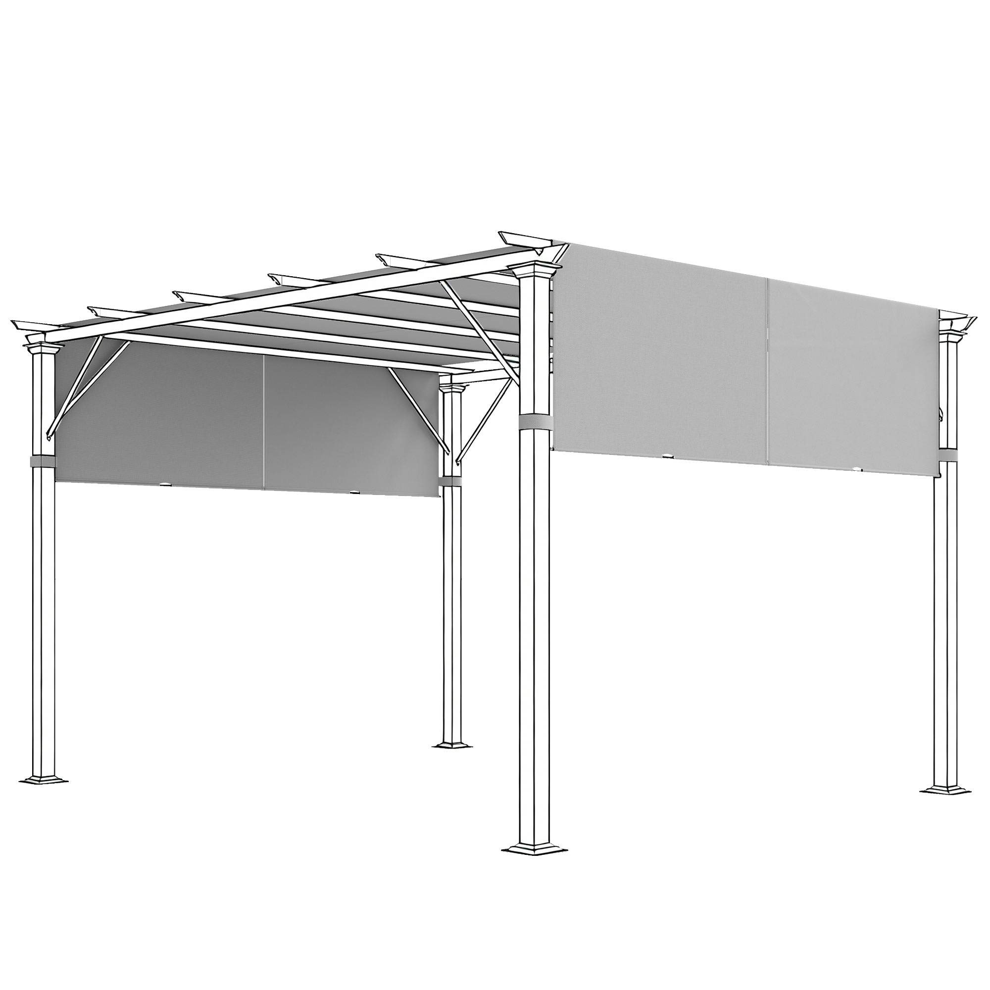 Outsunny - Lot 2 toiles de rechange pergola rétractable 4,9x1,2m protection UV tissu polyester gris clair - Outsunny - Image 5