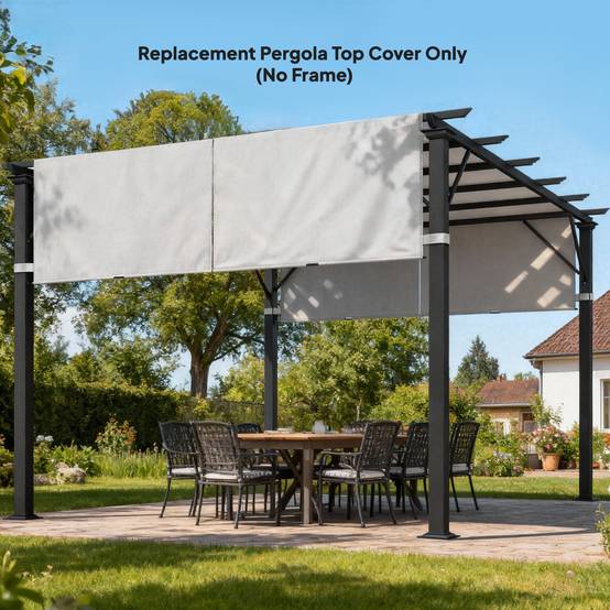 Outsunny - Lot 2 toiles de rechange pergola rétractable 4,9x1,2m protection UV tissu polyester gris clair - Outsunny - Image 4