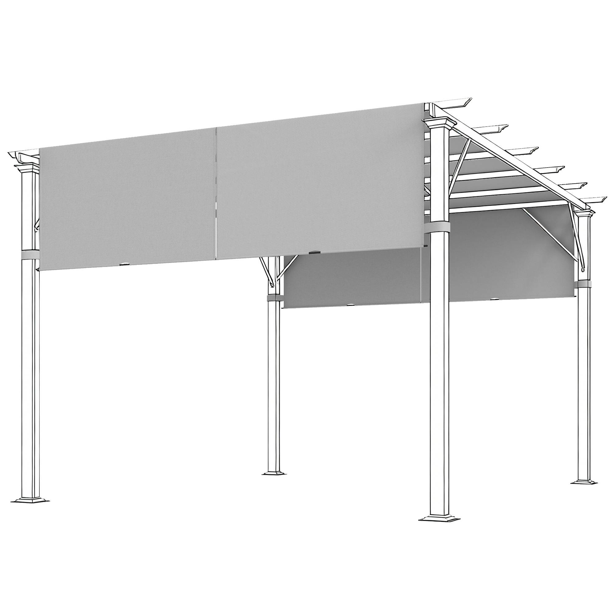 Outsunny - Lot 2 toiles de rechange pergola rétractable 4,9x1,2m protection UV tissu polyester gris clair - Outsunny - Image 1