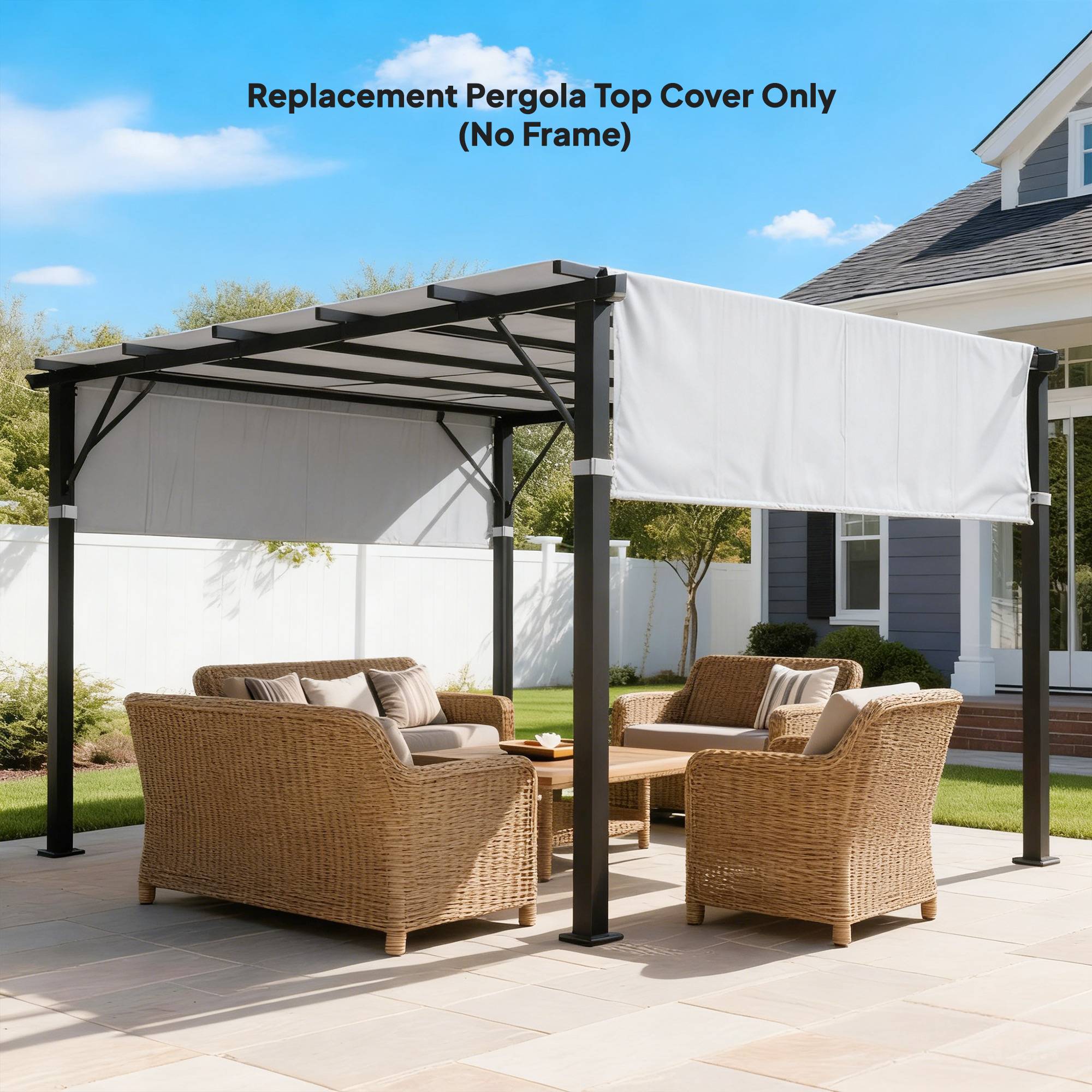 Outsunny - Lot 2 toiles de rechange pergola rétractable 4,9x1,2m protection UV tissu polyester gris clair - Outsunny - Image 6