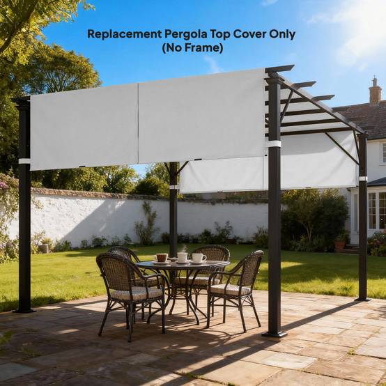 Outsunny - Lot 2 toiles de rechange pergola rétractable 4,9x1,2m protection UV tissu polyester gris clair - Outsunny - Image 2
