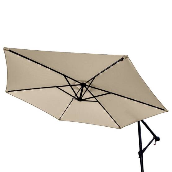 Monstershop - Parasol Beige 3m avec LED's Intégrés avec Base Ronde - Imagen 3
