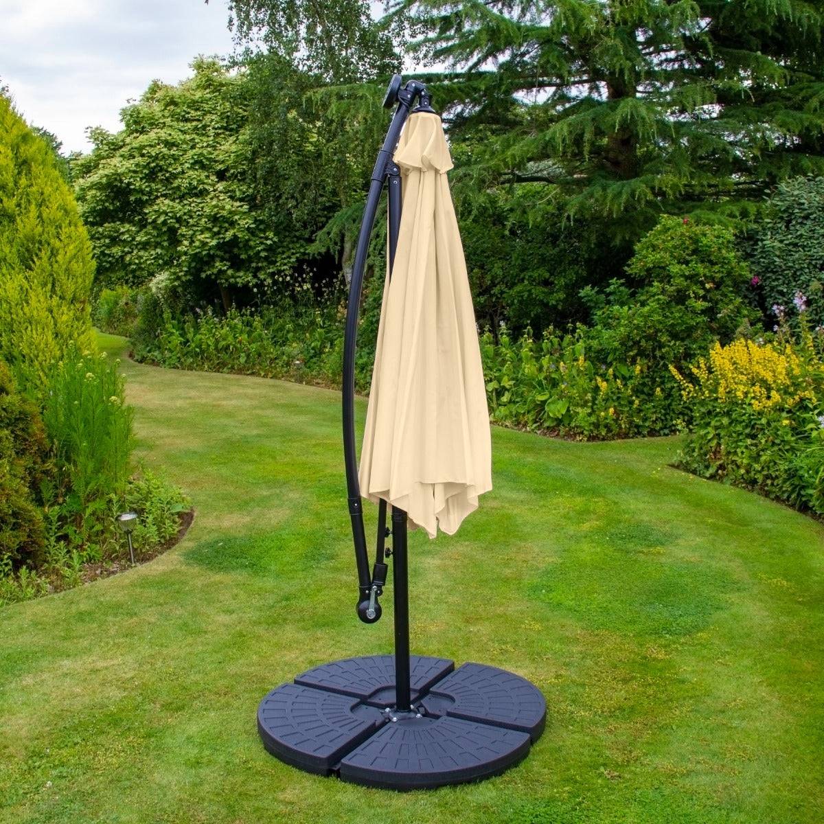 Monstershop - Parasol Beige 3m avec LED's Intégrés avec Base Ronde - Imagen 4