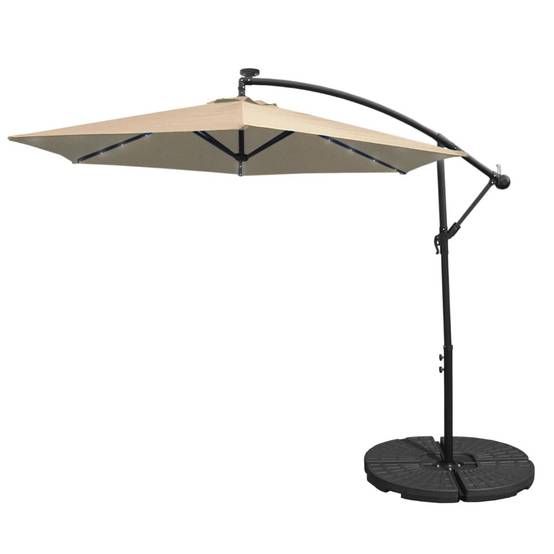Monstershop - Parasol Beige 3m avec LED's Intégrés avec Base Ronde - Imagen 1