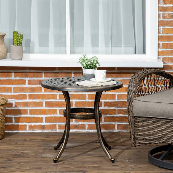 ComfortXL - Table d'appoint de jardin ronde aluminium moulé Ø60 x H52,5 cm résistante aux intempéries - ComfortXL Outdoor Living - Image 4