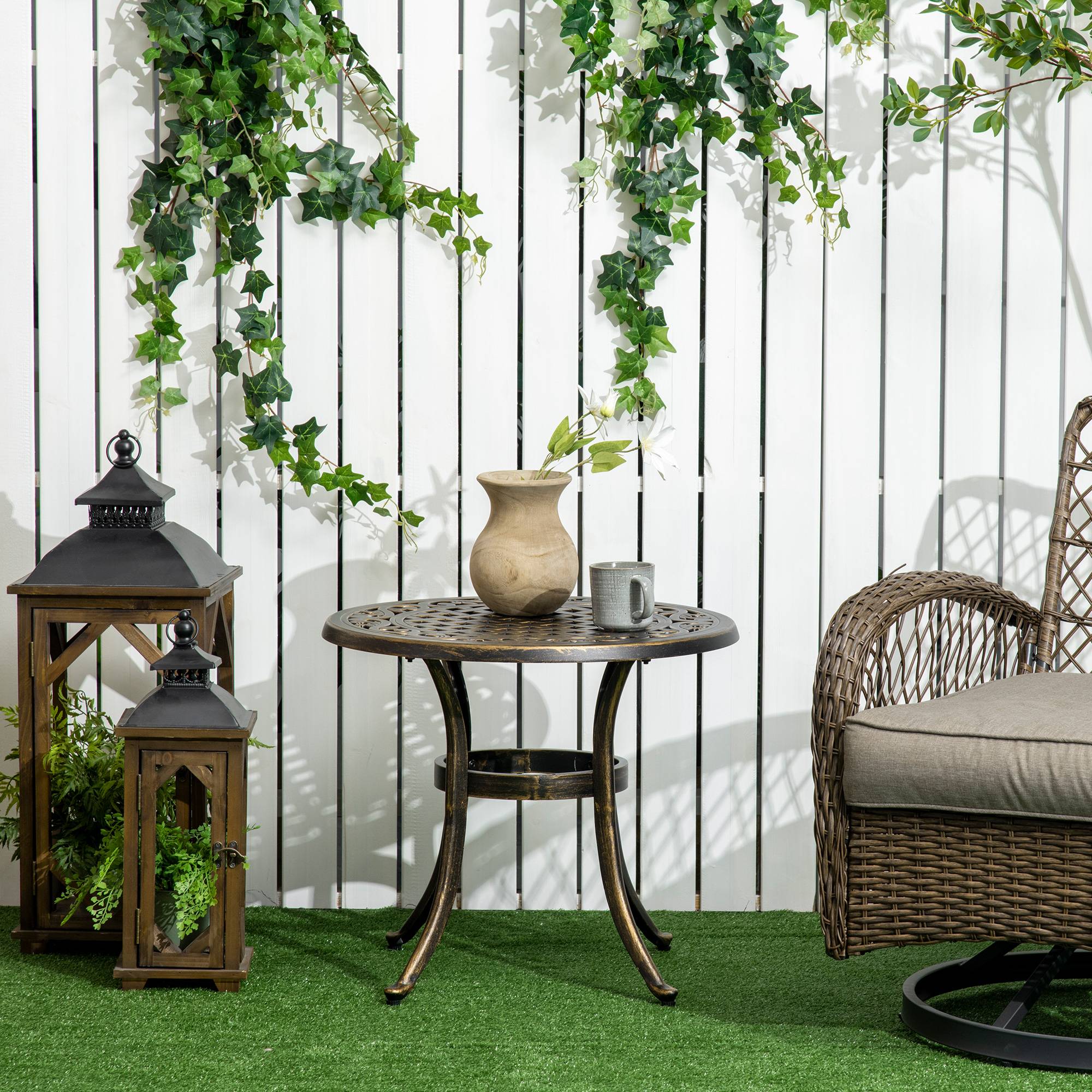 ComfortXL - Table d'appoint de jardin ronde aluminium moulé Ø60 x H52,5 cm résistante aux intempéries - ComfortXL Outdoor Living - Image 3