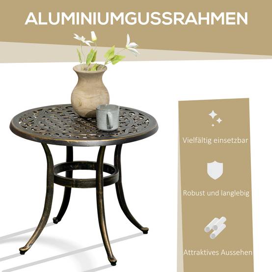 ComfortXL - Table d'appoint de jardin ronde aluminium moulé Ø60 x H52,5 cm résistante aux intempéries - ComfortXL Outdoor Living - Image 7