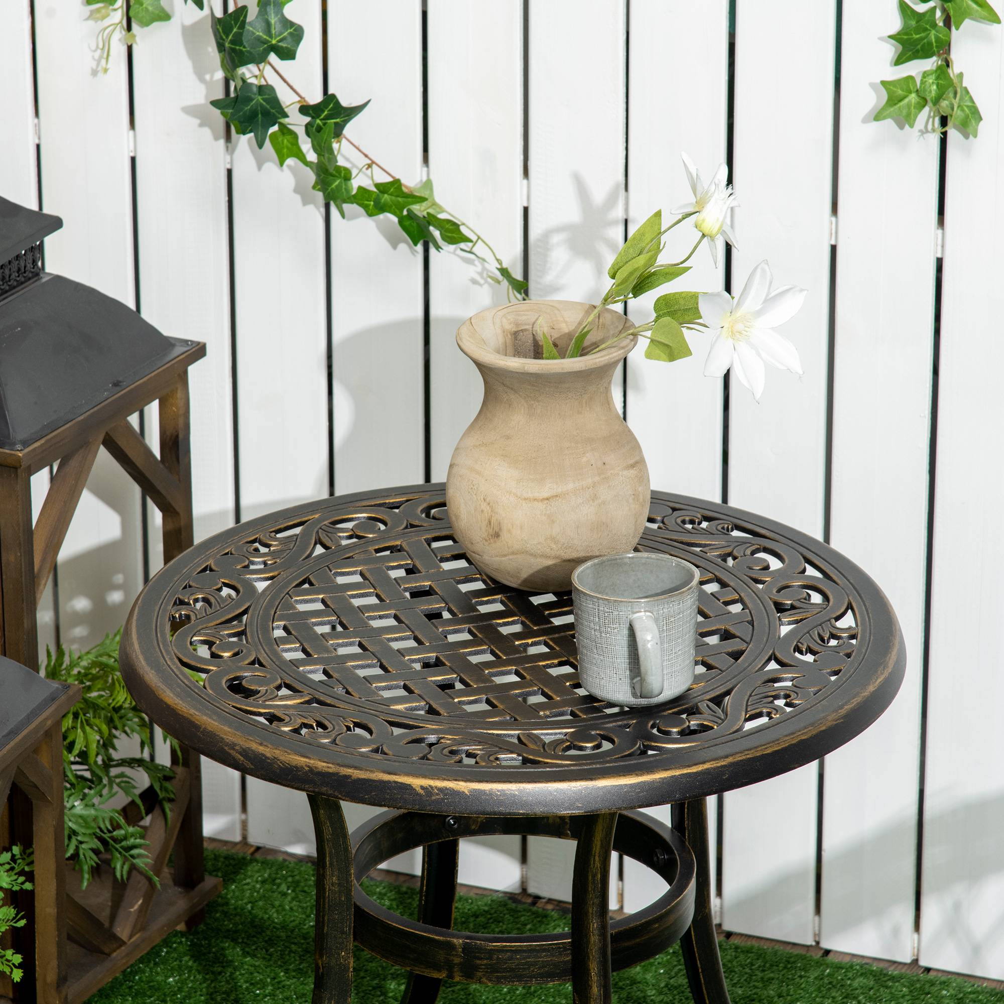 ComfortXL - Table d'appoint de jardin ronde aluminium moulé Ø60 x H52,5 cm résistante aux intempéries - ComfortXL Outdoor Living - Image 9