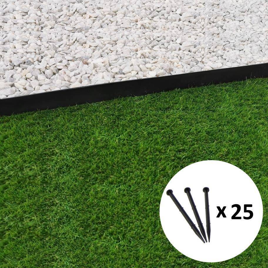Gt Garden - Bordure de jardin droite noire - 4,5 cm x 5 mètres avec 25 piquets d'ancrage - GT GARDEN - Imagen 1