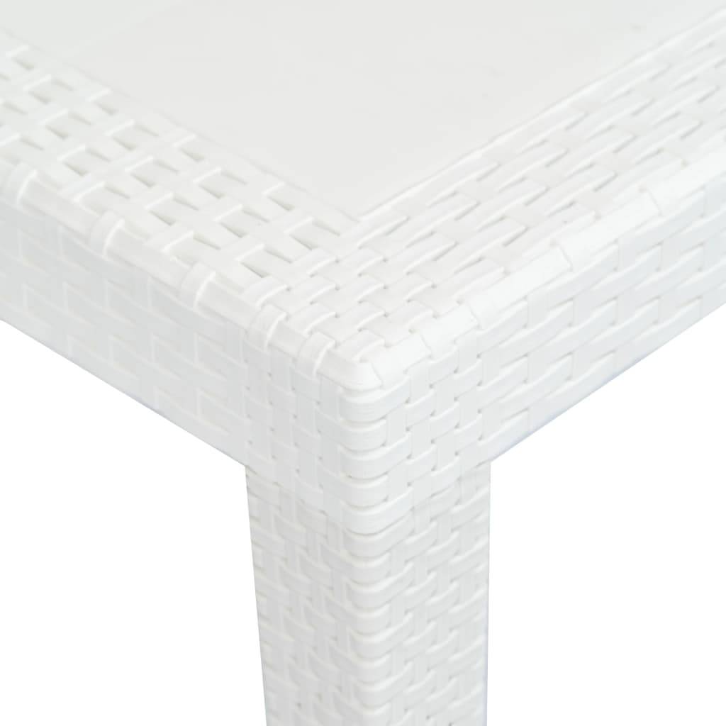 Vidaxl - Table de jardin Blanc 220x90x72 cm Plastique Aspect de rotin vidaXL 45607 - Imagen 4