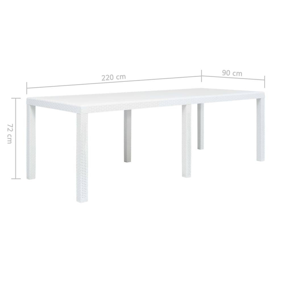 Vidaxl - Table de jardin Blanc 220x90x72 cm Plastique Aspect de rotin vidaXL 45607 - Imagen 6