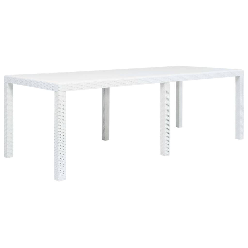 Vidaxl - Table de jardin Blanc 220x90x72 cm Plastique Aspect de rotin vidaXL 45607 - Imagen 1