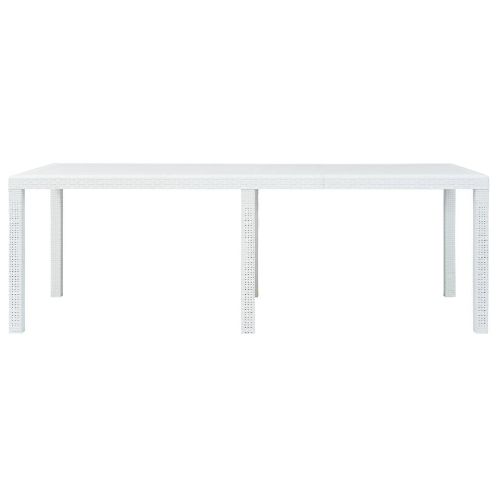 Vidaxl - Table de jardin Blanc 220x90x72 cm Plastique Aspect de rotin vidaXL 45607 - Imagen 2