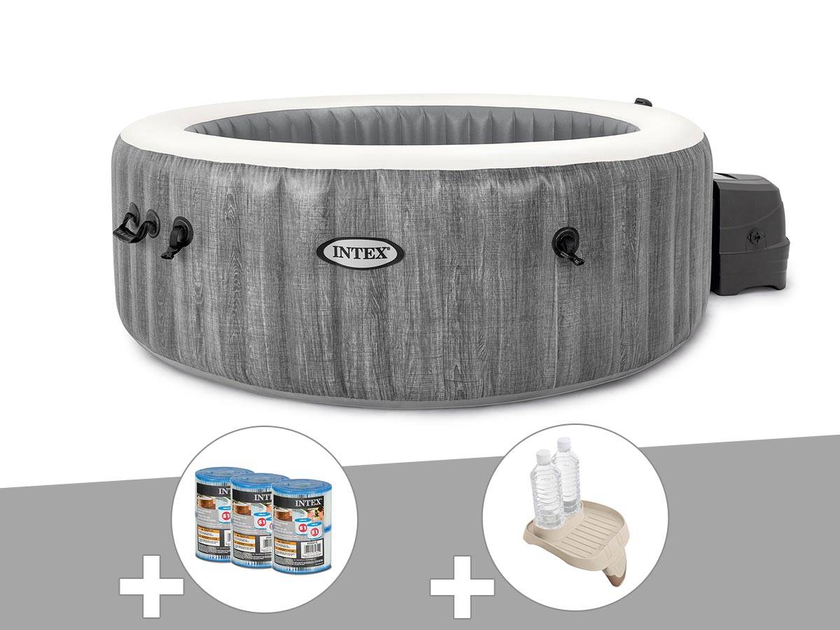 Kit spa gonflable Intex PureSpa Baltik rond Bulles 6 places + 6 filtres + Porte-verre - Imagen 1