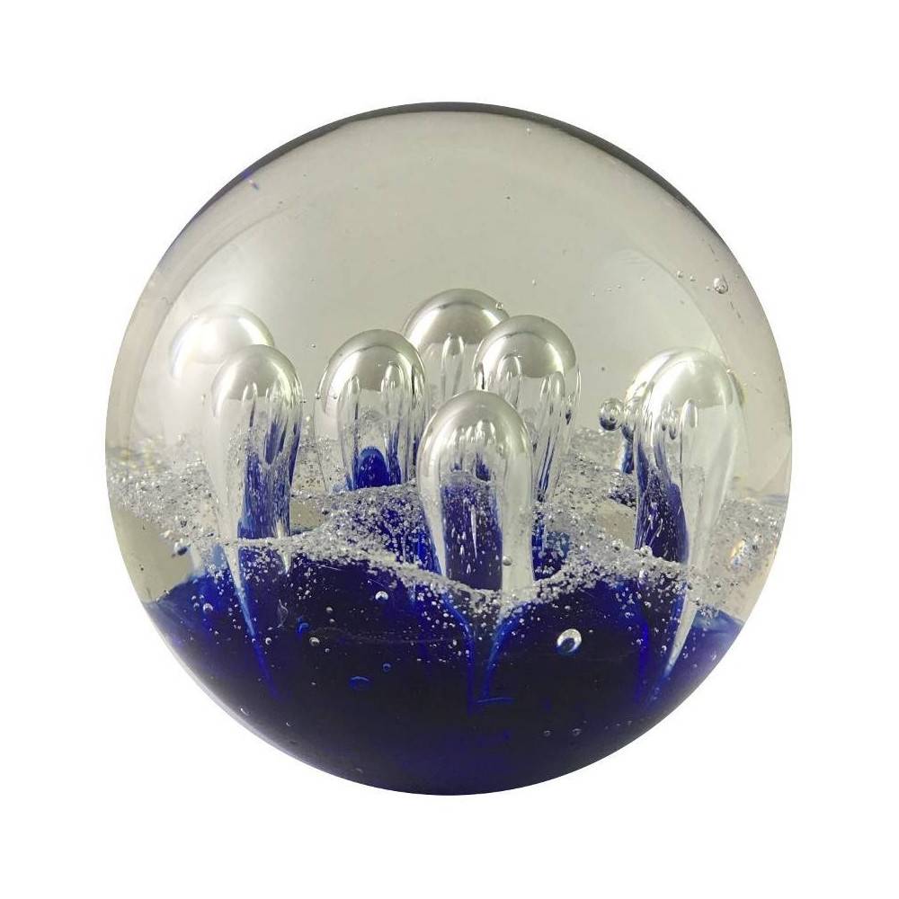 Presse papier sulfure "Gouttes" en verre bleu Ø.10 cm Chemin de campagne - Imagen 1