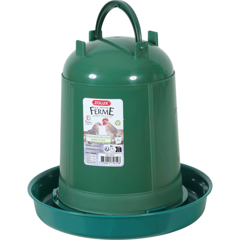 Zolux - zolux - Abreuvoir en plastique recyclé  3 Litres, vert, basse cour - Imagen 2