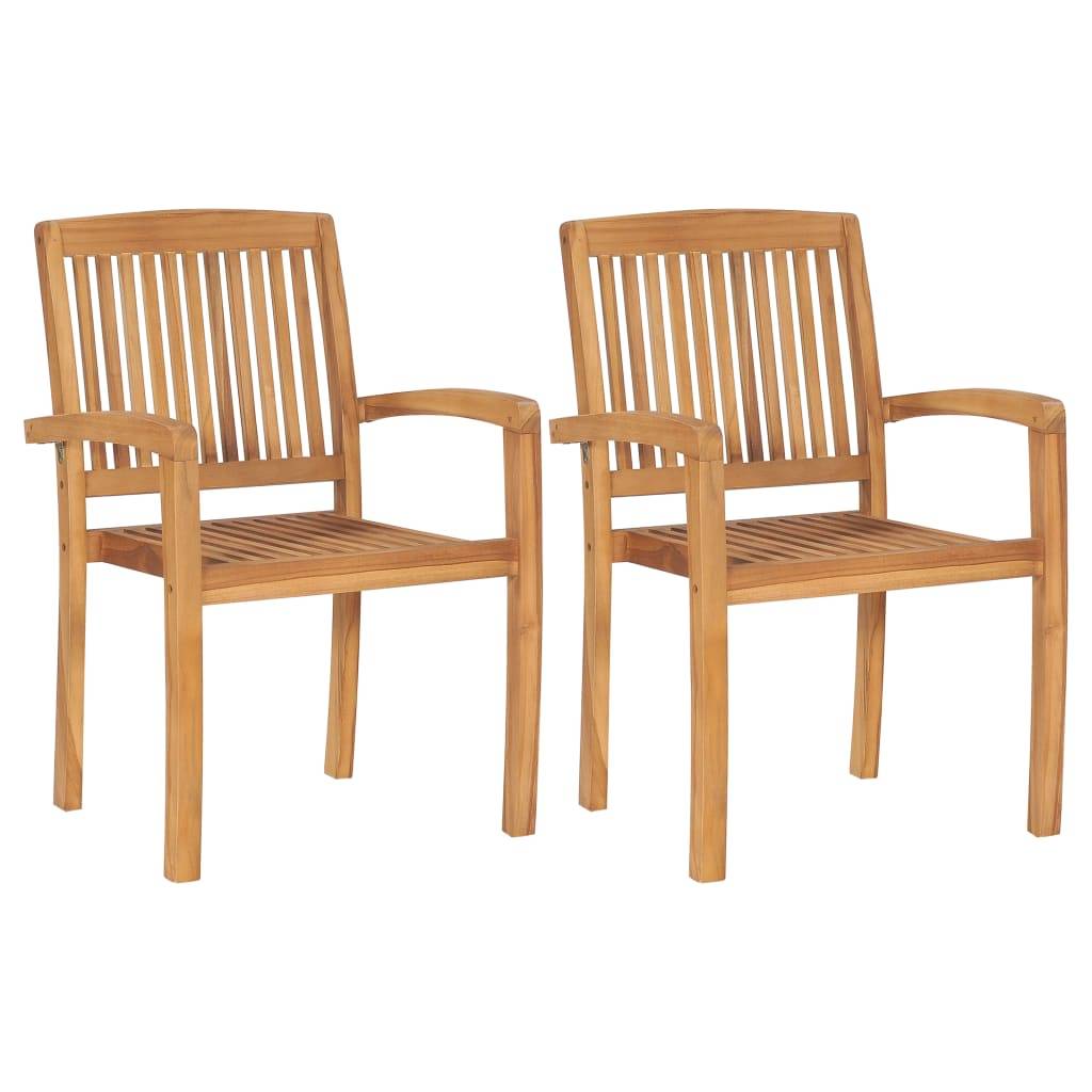 Maison Chic - Lot de 2 Chaises de jardin et coussins - Chaises d'extérieur - Fauteuils de jardin rouge Bois teck massif - Image 3