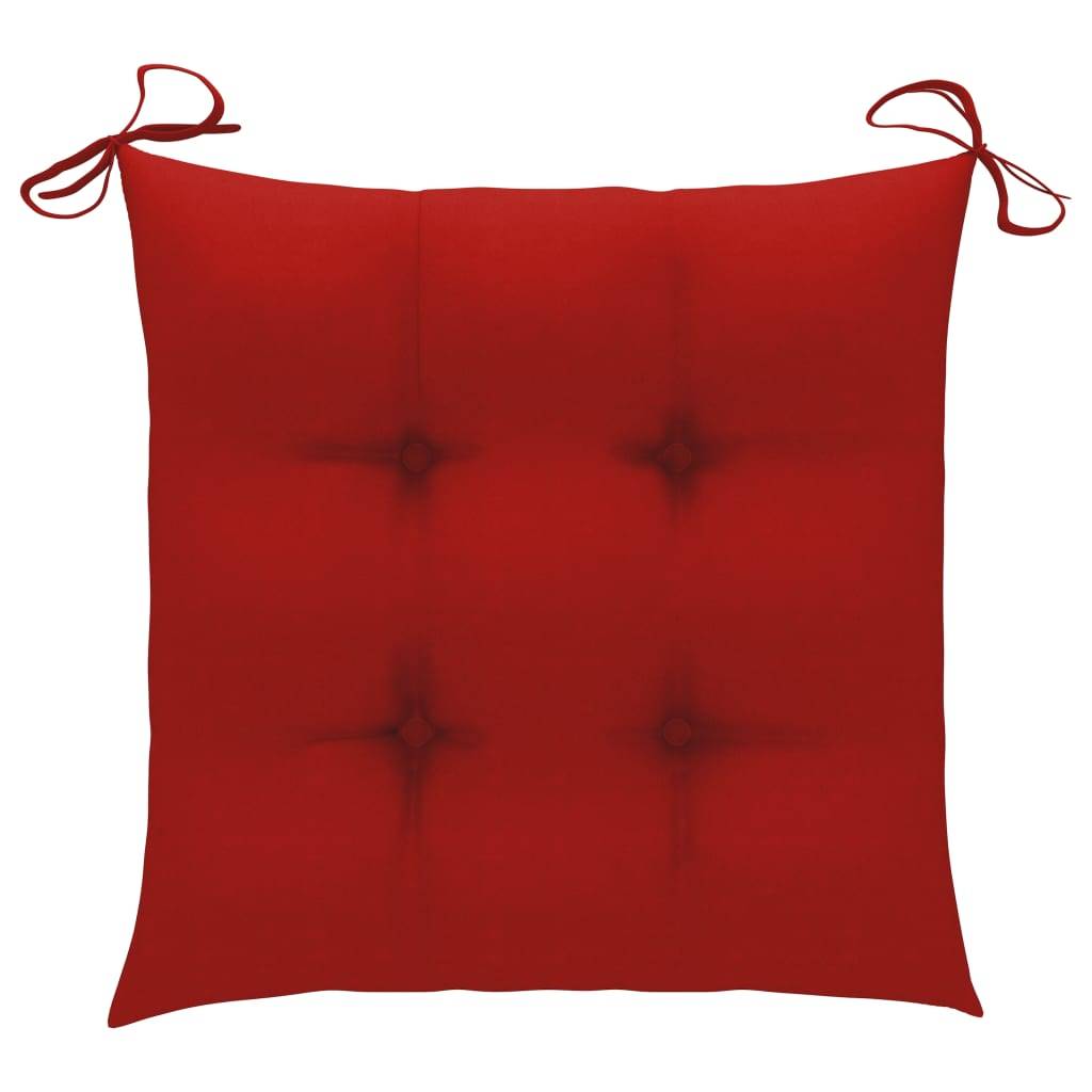 Maison Chic - Lot de 2 Chaises de jardin et coussins - Chaises d'extérieur - Fauteuils de jardin rouge Bois teck massif - Image 10