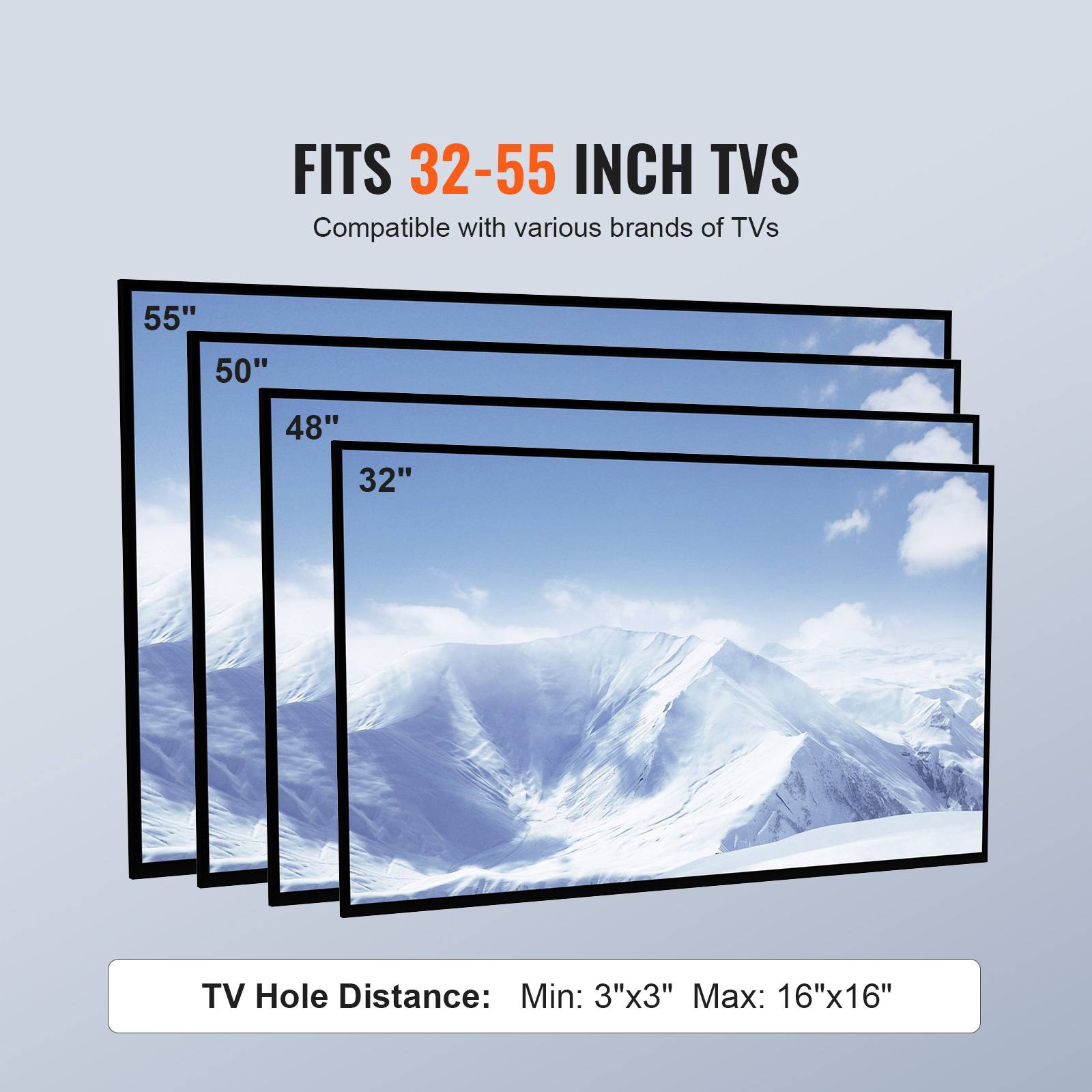 VEVOR Support TV pied 32-55", pivotant, H régl.61,5-67cm, ch.41kg, maison/bureau. - Image 6