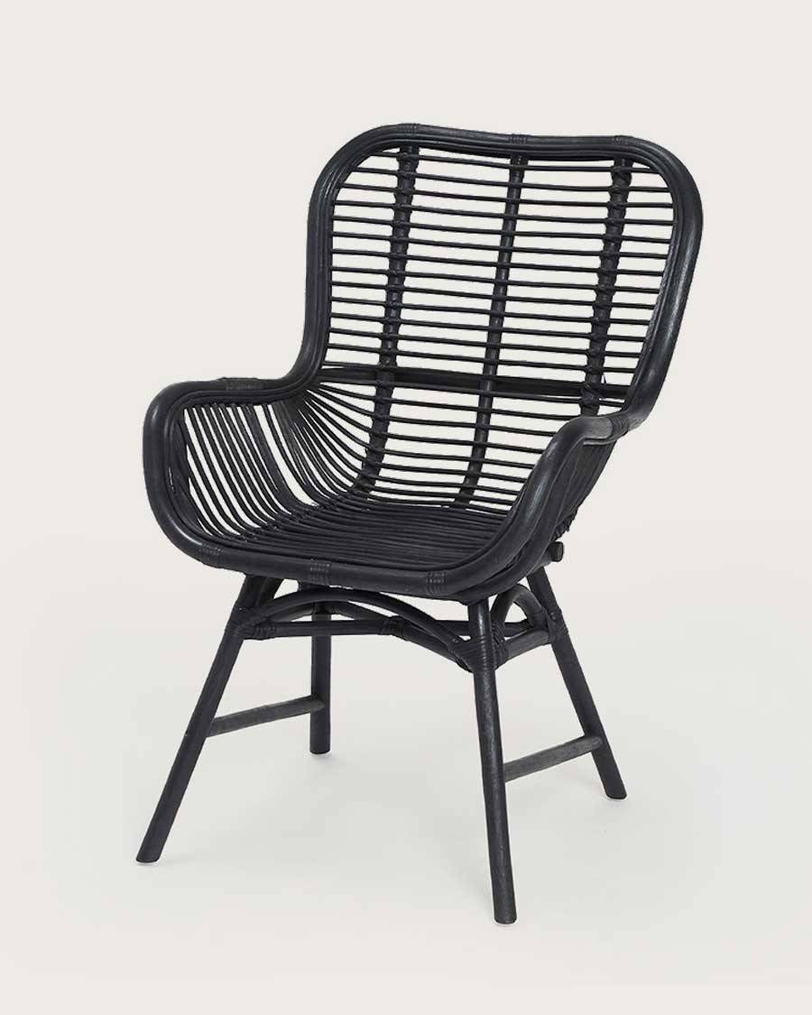 Lot de 4 chaises Sapporo - Lot de 4 chaises Sapporo en rotin noir - UNIQKA - Imagen 1