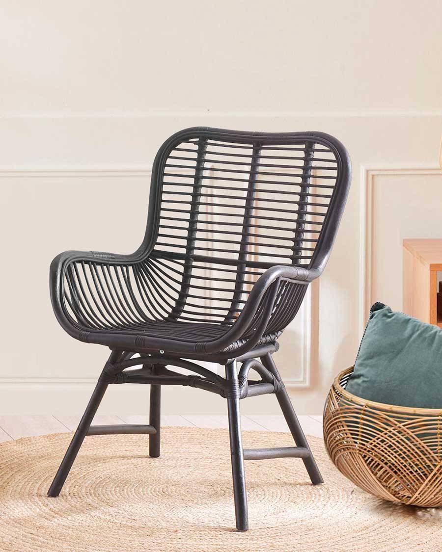 Lot de 4 chaises Sapporo - Lot de 4 chaises Sapporo en rotin noir - UNIQKA - Imagen 9
