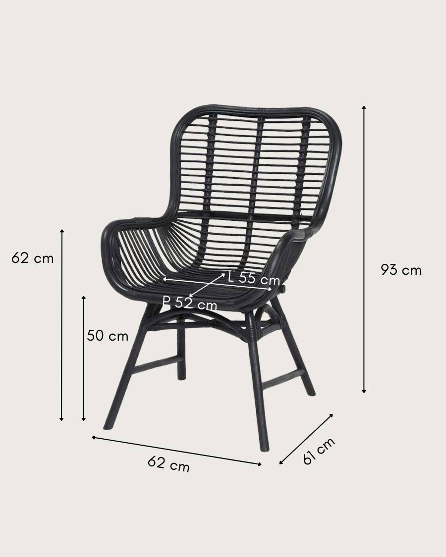 Lot de 4 chaises Sapporo - Lot de 4 chaises Sapporo en rotin noir - UNIQKA - Imagen 10
