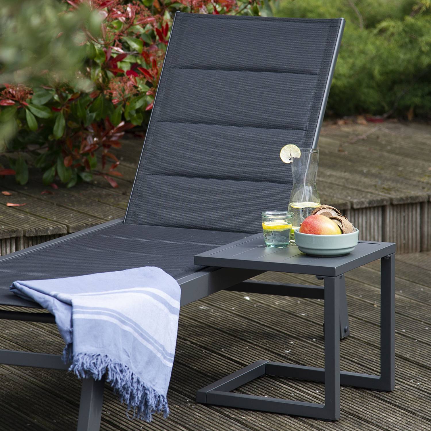 Happy Garden - Table d'appoint BARBADOS en aluminium gris anthracite - HAPPY GARDEN - Imagen 3